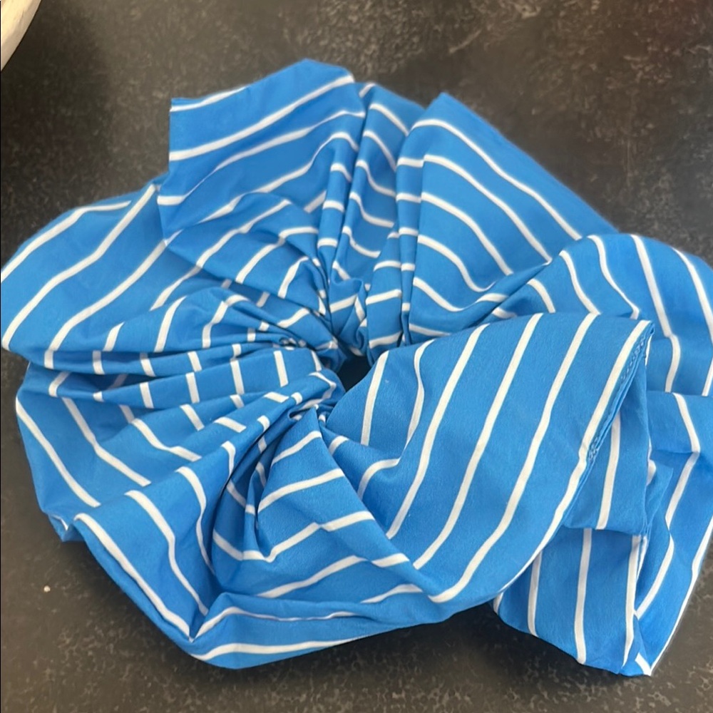 Blue and White Striped Scrunchie